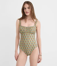 LOFT Beach Garden Ruched One Piece Swimsuit