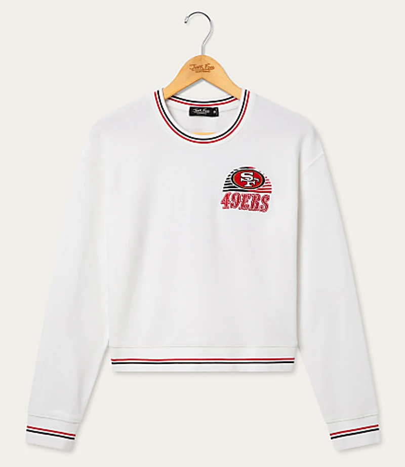 Junk Food San Francisco 49ers Striped Ribbed Cropped Fleece