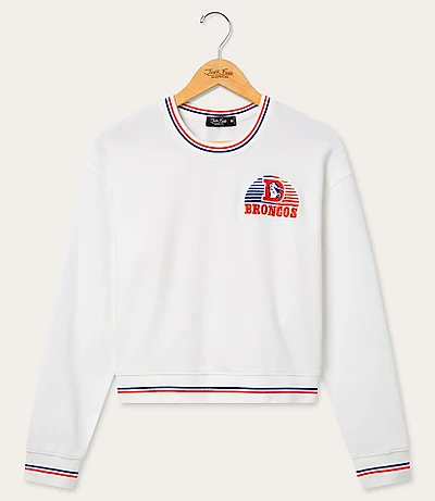 Junk Food Denver Broncos Striped Ribbed Cropped Fleece