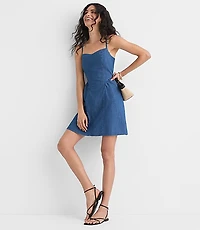 Petite Chambray Bustier Mini Dress