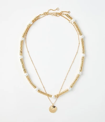 Pearlized Spliced Layered Necklace Set