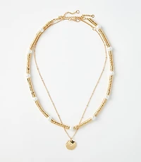 Pearlized Spliced Layered Necklace Set