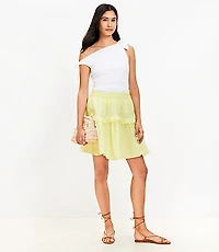 Lace Trim Ruffle Mini Skirt