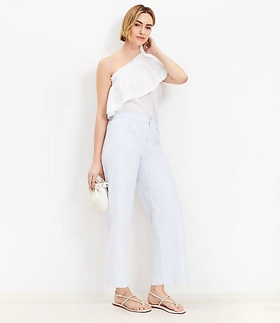 Palmer Wide Leg Crop Pants Textured Stripe