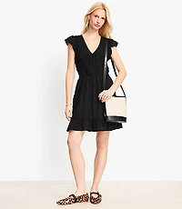 Tie Smocked Mini Pocket Dress