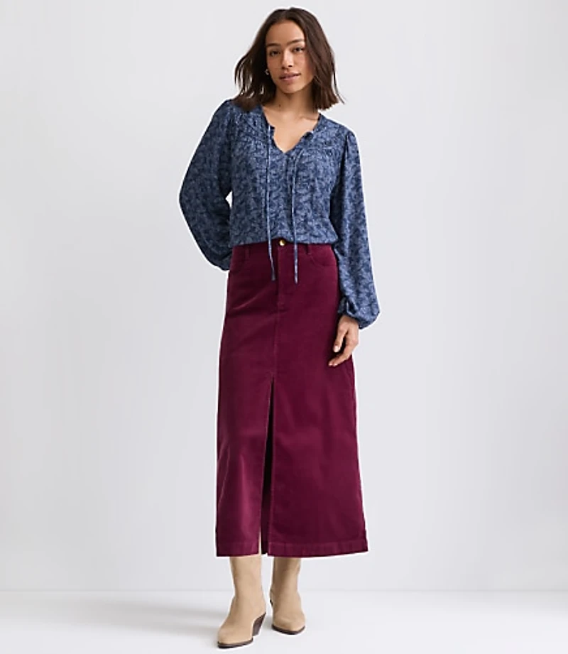 Brushed Corduroy Midi Skirt