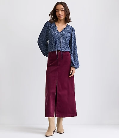 Brushed Corduroy Midi Skirt