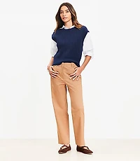 Darted Straight Pants Stretch Cotton