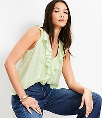 Garden Pleated Ruffle Shell