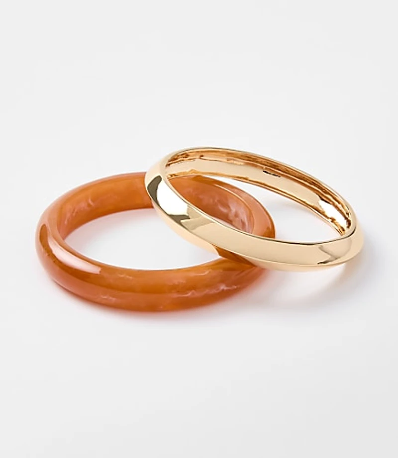 Resin & Metallic Bangle Bracelet Set