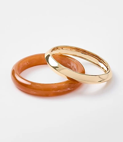 Resin & Metallic Bangle Bracelet Set
