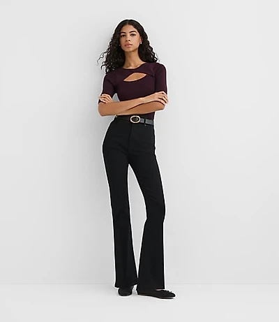 Rivete Tall High Rise Slim Flare Jeans in Noir Wash