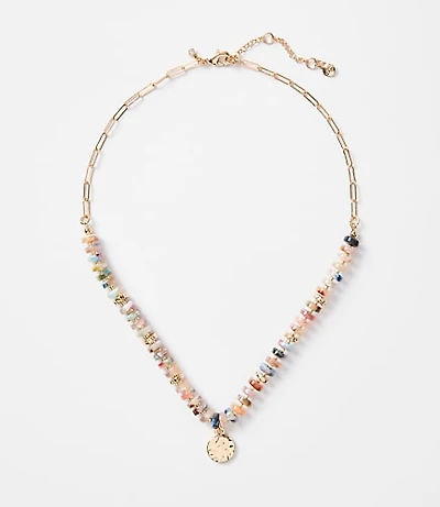 Multicolored Tortoiseshell Print Spliced Coin Necklace