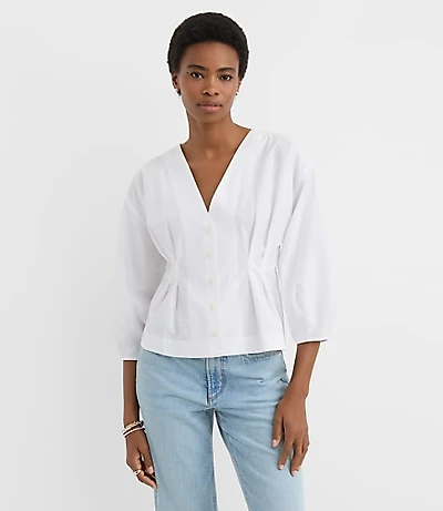 Petite Poplin Cinched Back Shirt