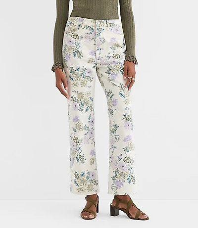 Tall Curvy High Rise Straight Jeans in Floral