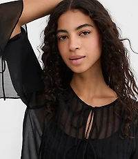 Petite Pintucked Bow Blouse