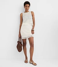 LOFT Beach Stitchy Fringe Sweater Skirt
