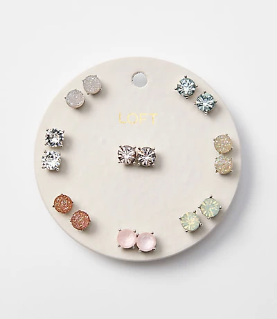 Multicolored Sparkle Stud Earring Set