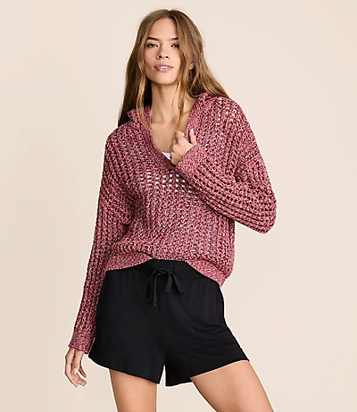 Lou & Grey Marled Open Stitch Hoodie Sweater
