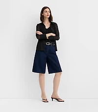 Rivete Tall High Rise Denim Bermuda Shorts in Dark Rinse