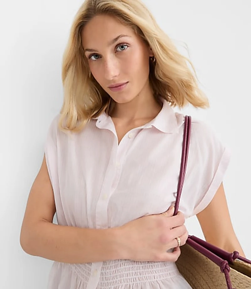 Stripe Smocked Waist Shirt