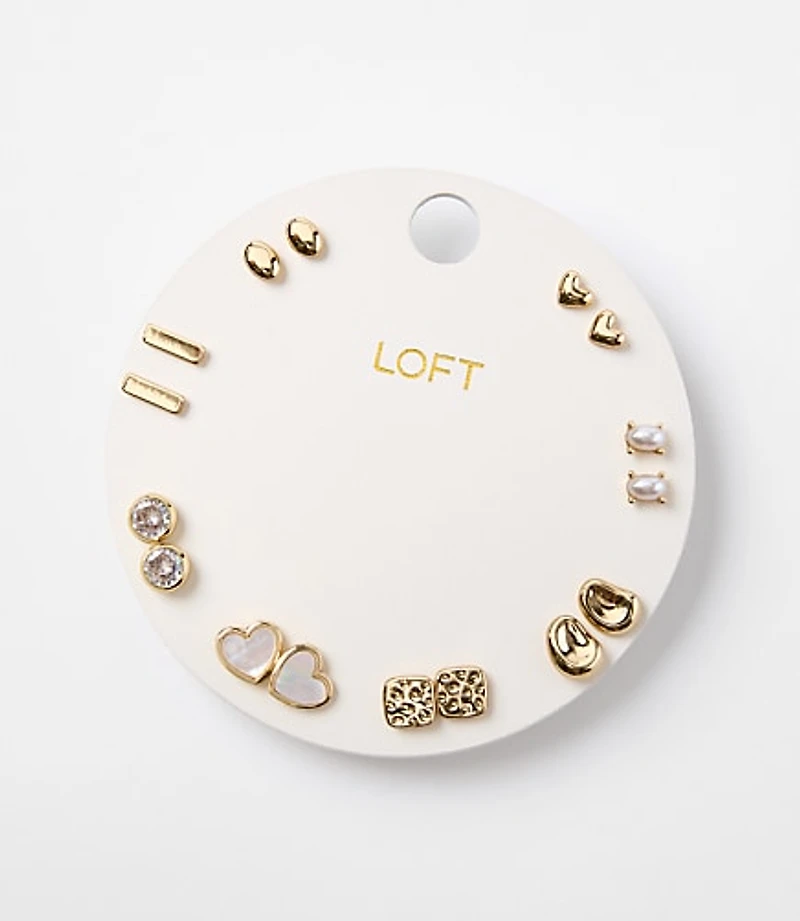 Mother Of Pearl Heart Stud Earring Set