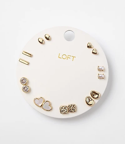 Mother Of Pearl Heart Stud Earring Set