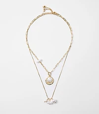 Mother Of Pearl Layered Coin Necklace Set