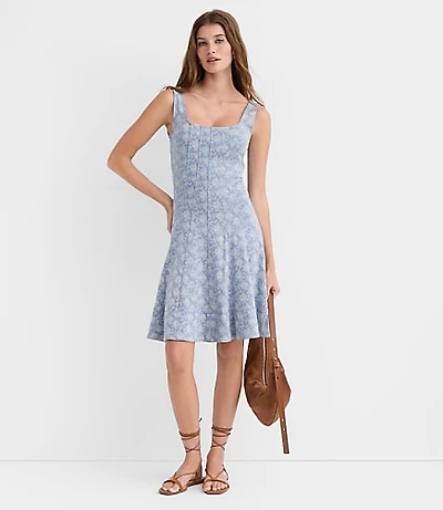 Floral Ponte Seamed Mini Dress