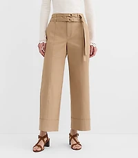 Petite Curvy Double Belted Wide Leg Pants