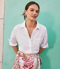 Petite Linen Cotton Everyday Oversized Pocket Shirt