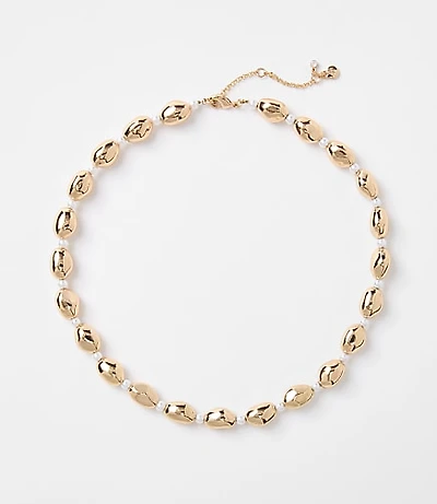 Pearlized Nugget Statement Necklace