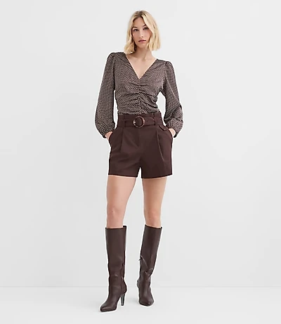 Petite Pindot Ruched Blouse
