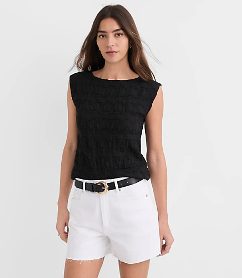 Puckered Ruffle Wedge Top