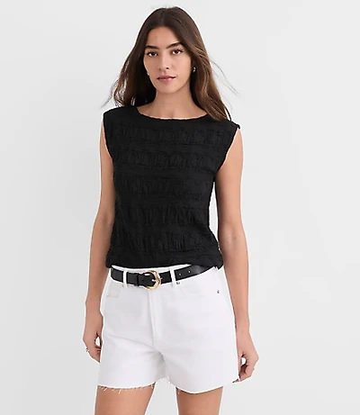Puckered Ruffle Wedge Top