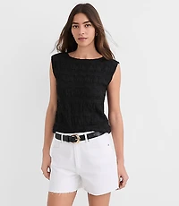 Puckered Ruffle Wedge Top