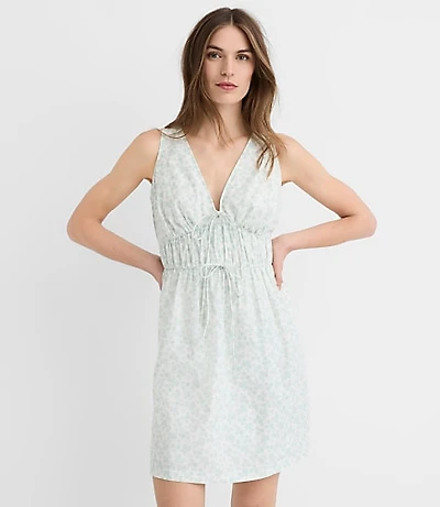 Floral Bow Poplin Mini Pocket Dress