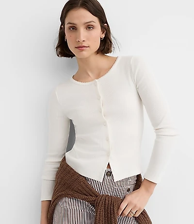 Scalloped Ribbed Cardigan
