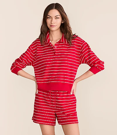 Lou & Grey Striped Terrysoft Polo Top