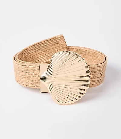 Seashell Raffia Stretch Belt