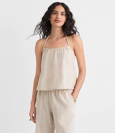 LOFT Beach Rope Tie Linen Cotton Halter Top