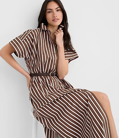 Striped Poplin Maxi Pocket Shirtdress