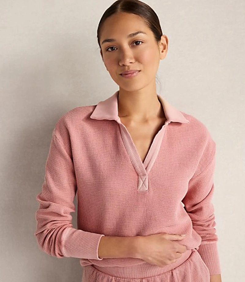 Haven Well Within Organic Cotton Waffle Johnny Collar Top