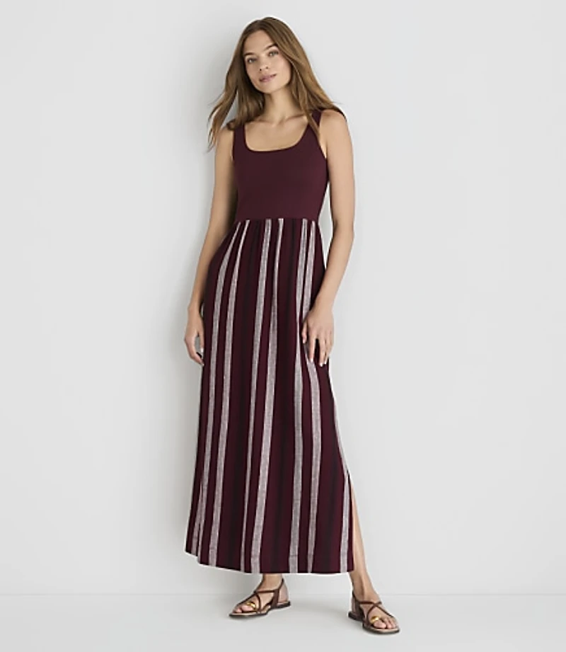 Lou & Grey Striped Linen Cotton Mixed Media Maxi Pocket Dress
