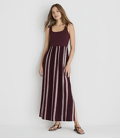 Lou & Grey Striped Linen Cotton Mixed Media Maxi Pocket Dress