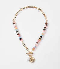Pearlized Coin Statement Necklace