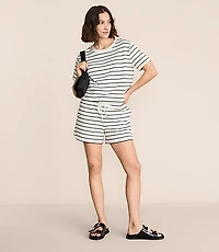 Petite Lou & Grey Striped Jacquard Rounded Hem Shorts