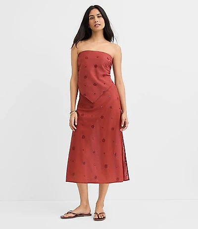LOFT Beach Eyelet Midi Skirt