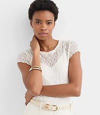 Petite Lace Cap Sleeve Tee