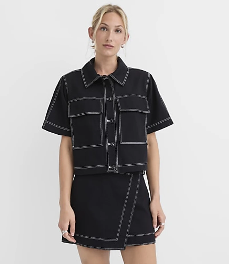 Topstitched Swing Jacket